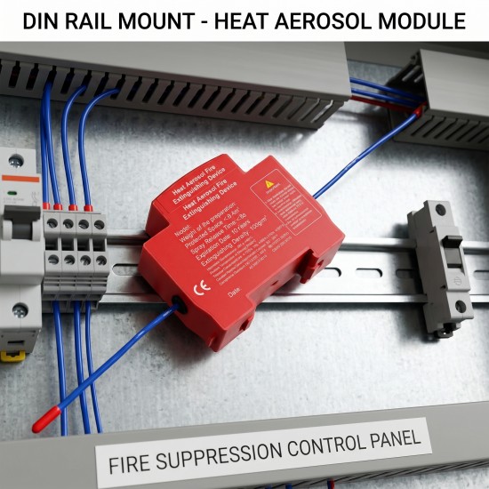LEYDEN ‎LE-HRFE Heat Aerosol Fire Extinguishing Device – Din Rail Mounted Automatic Fire Suppression for Electrical Panels, Meter Box, MCB Box & Solar Distribution Box