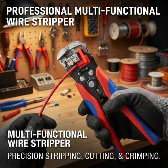 LEYDEN MSC-3IN1 AWG 10-24 Multifunctional Wire Stripper, Crimper & Cutter 3-in-1 Electrical Tool, Alloy Steel Automatic Wire Stripping Tool 0.2-6mm², Crimping Capacity 1.5-6mm², Heavy Duty Cable Cutting Tool with Soft Grip Handle (21 cm)