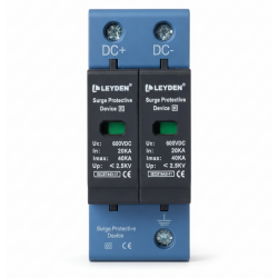 LEYDEN® SPDDC-2P DC Surge Protective Device (SPD) 600VDC | 20kA In, 40kA Imax | Up ≤ 2.0kV | DIN Rail Solar PV Surge Protector (DC+ / DC-) LEYDEN® SPDDC-2P DC Surge Protective Device (SPD) 600VDC | 20kA In, 40kA Imax | Up ≤ 2.0kV | DIN Rail Solar PV Surge Protector (DC+ / DC-)