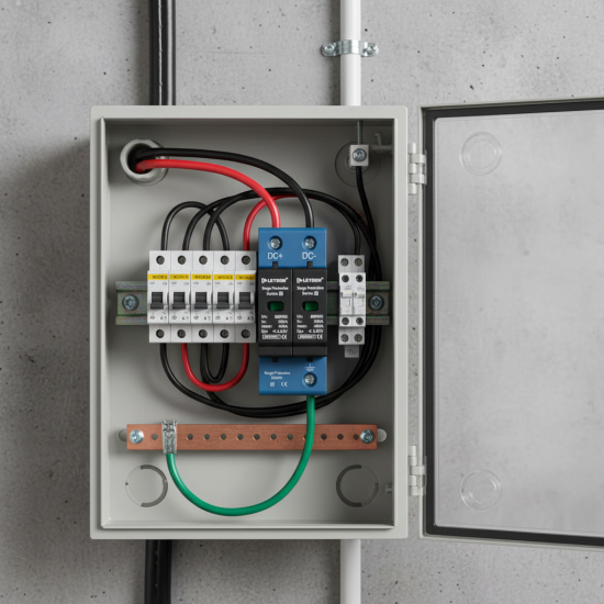 LEYDEN® SPDDC-2P DC Surge Protective Device (SPD) 600VDC | 20kA In, 40kA Imax | Up ≤ 2.0kV | DIN Rail Solar PV Surge Protector (DC+ / DC-) LEYDEN® SPDDC-2P DC Surge Protective Device (SPD) 600VDC | 20kA In, 40kA Imax | Up ≤ 2.0kV | DIN Rail Solar PV Surge Protector (DC+ / DC-)