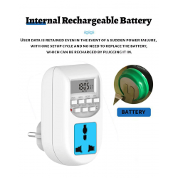 LEYDEN AL-06 Digital Timer Socket 10A 220V AC | Energy Saving Programmable Timer Plug | 16 ON/OFF Programs Per Day | Clock Time Based Automatic Timer Switch | Rechargeable Battery Backup LEYDEN AL-06 Digital Timer Socket 10A 220V AC | Energy Saving Programmable Timer Plug | 16 ON/OFF Programs Per Day | Clock Time Based Automatic Timer Switch | Rechargeable Battery Backup