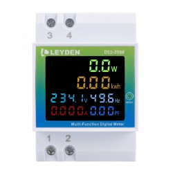 LEYDEN D52-2066 6-in-1 Multi Function Digital Meter | AC 40-300V, 0-100A, 45-65Hz | Watt, kWh, Voltage, Current, Frequency & Power Factor Meter | Colour LCD | DIN Rail Mount