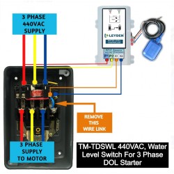 LEYDEN® TM-DSWL, 440V, Water Level Automatic On-Off With Float Sensor For Three Phase DOL Starter Motor, Water Pump 3 Phase DOL Starter Controller LEYDEN® TM-DSWL, 440V, Water Level Automatic On-Off With Float Sensor For Three Phase DOL Starter Motor, Water Pump 3 Phase DOL Starter Controller