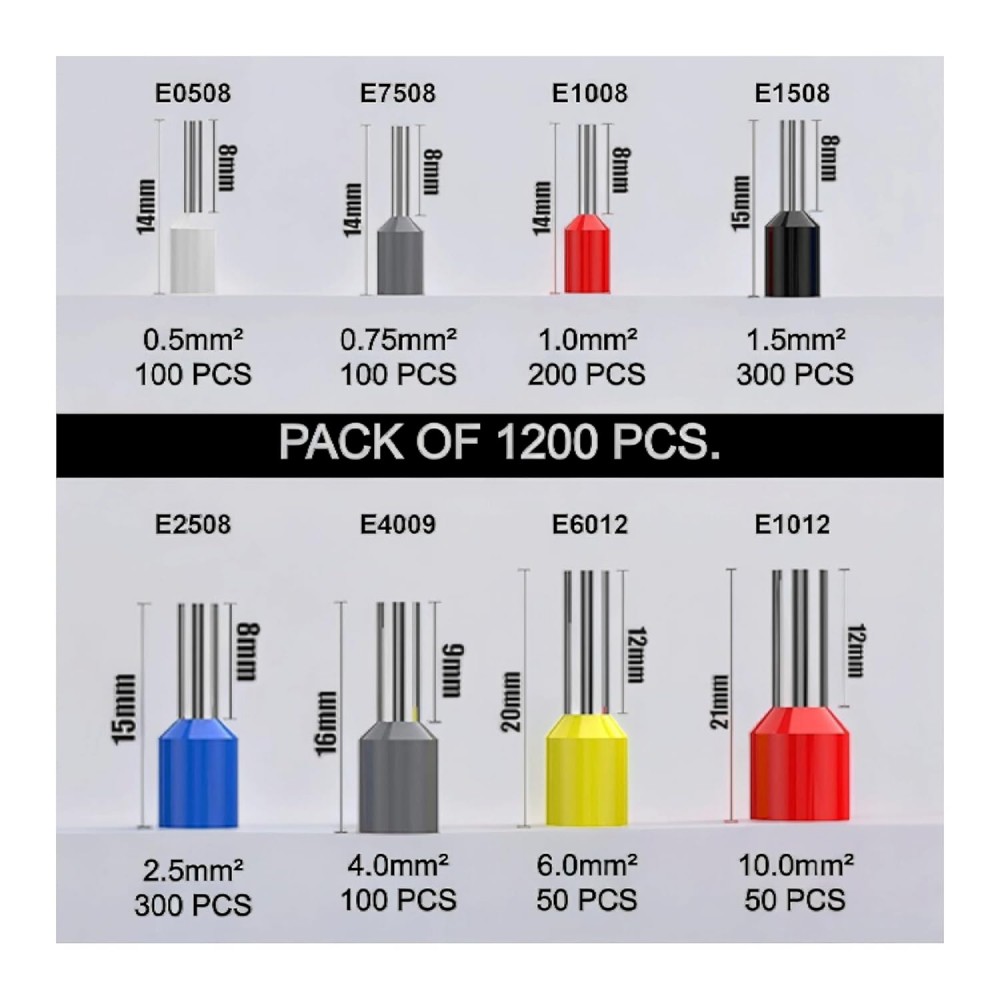 LEYDEN® Wire Ferrules Terminals Kit, Wire Insulated Cord Pin Ends ...