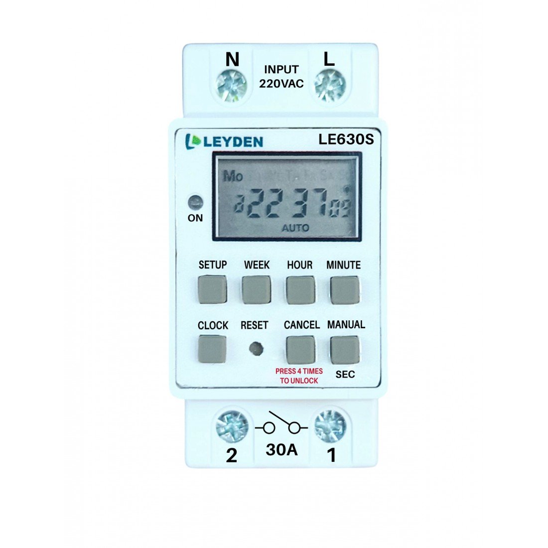 LEYDEN® LE630S Digital Timer Switch, 30A 220VAC Volt Free Output 20 ON ...
