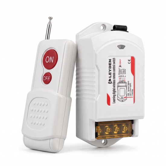 LEYDEN LE-RFC1KM 220VAC 30A RF Remote Control Switch up to 1000m Open Land Range, Heavy Duty Wireless ON/OFF Switch for 2HP Motor, Water Pump, Agriculture, Manual Button