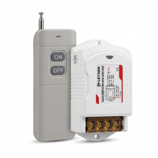 LEYDEN LE-RFC3KM 220VAC 30A RF Remote Control Switch up to 3000m Open Land Range, Heavy Duty Wireless ON/OFF Switch for 2HP Motor, Water Pump, Agriculture, Manual Button