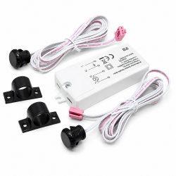 LEYDEN LS-123C Dual Door IR Sensor Switch, 220-240VAC, Automatic Wardrobe Cabinet Light Sensor, Dual Door Open/Close Motion Sensor for Wardrobe, Kitchen Cabinet, Closet, Office Furniture, 5A, 200W LED