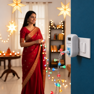 LEYDEN® TM-PLG 230V, 2A, Single Phase High Quality Digital Programmable Timer Plug For Protection On Over Charging Of Your Battery Operated Devices Mobile, Laptop, Camera, TV, Etc.