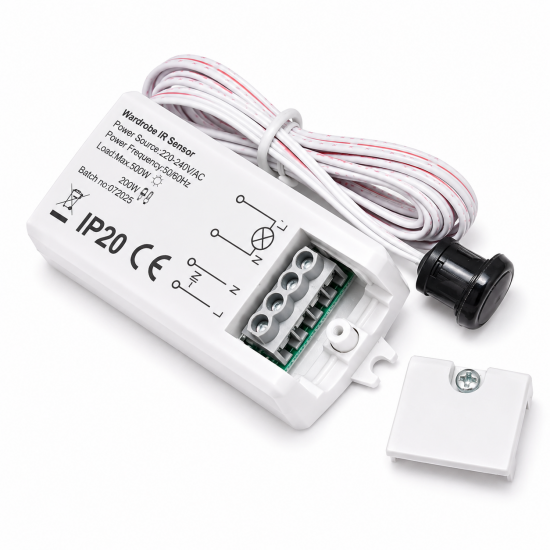 LEYDEN LS-IR123 220-240V AC IR Wardrobe Door Sensor Switch | Automatic ON/OFF Cabinet Light Sensor | Infrared Door Sensor for Wardrobe, Kitchen Cabinet, Closet, Furniture, Office & Display Lighting