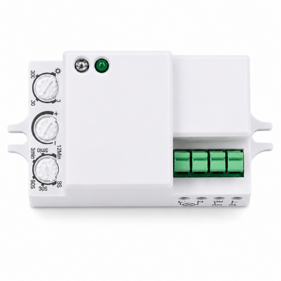 LEYDEN LS-LDN4T Microwave Motion Sensor Switch | 5.8GHz Radar Motion Detector | 360° Detection | Adjustable Time Delay & Sensitivity | 220-240V AC | For LED Lights, Corridors, Staircase, Parking & Security Lighting LEYDEN LS-LDN4T Microwave Motion Sensor Switch | 5.8GHz Radar Motion Detector | 360° Detection | Adjustable Time Delay & Sensitivity | 220-240V AC | For LED Lights, Corridors, Staircase, Parking & Security Lighting