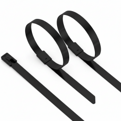 LEYDEN 150X4.6MM (6 Inch) 100Pcs SS304 Stainless Steel Cable Ties – Black PU Coated Zip Ties, Heavy Duty Rust Proof UV Resistant Metal Cable Tie with Ball Lock Mechanism for Cable Management, Outdoor & Industrial Use