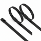 LEYDEN 150X4.6MM (6 Inch) 100Pcs SS304 Stainless Steel Cable Ties – Black PU Coated Zip Ties, Heavy Duty Rust Proof UV Resistant Metal Cable Tie with Ball Lock Mechanism for Cable Management, Outdoor & Industrial Use